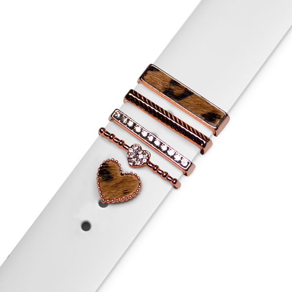 Аксесоар за каишка Strap Jewellery Ring + Charm Heart /СЕТ, леопард/