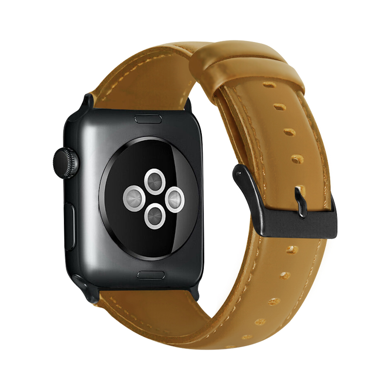 Retro Leather Strap for Smart Watch, 22mm /ochre/