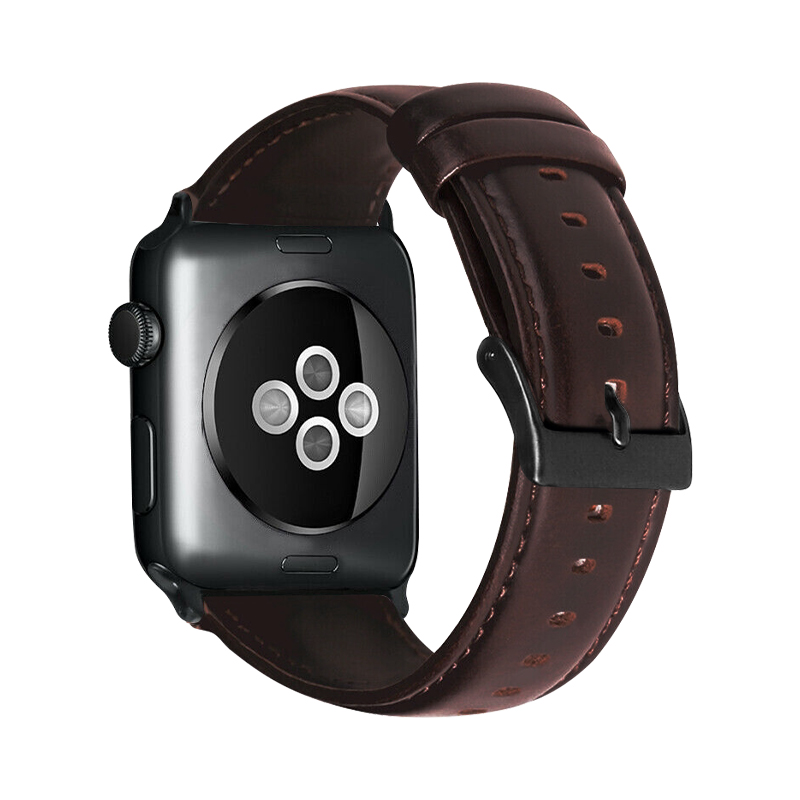 Retro Leather Strap for Smart Watch, 22mm /deep wine/