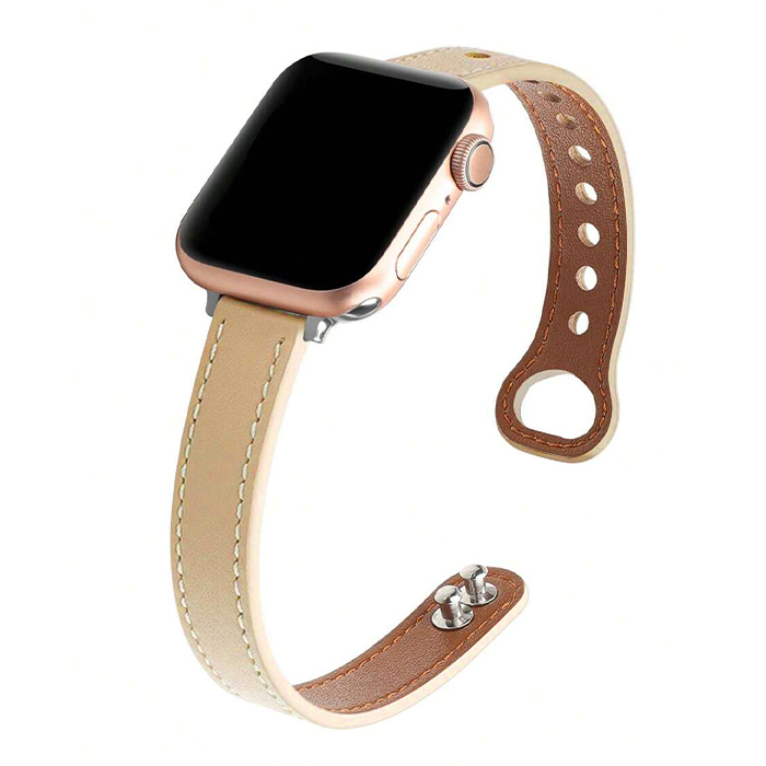 Кожена каишка Elegant Slim Leather Strap за Smart Watch, 18мм /праскова/