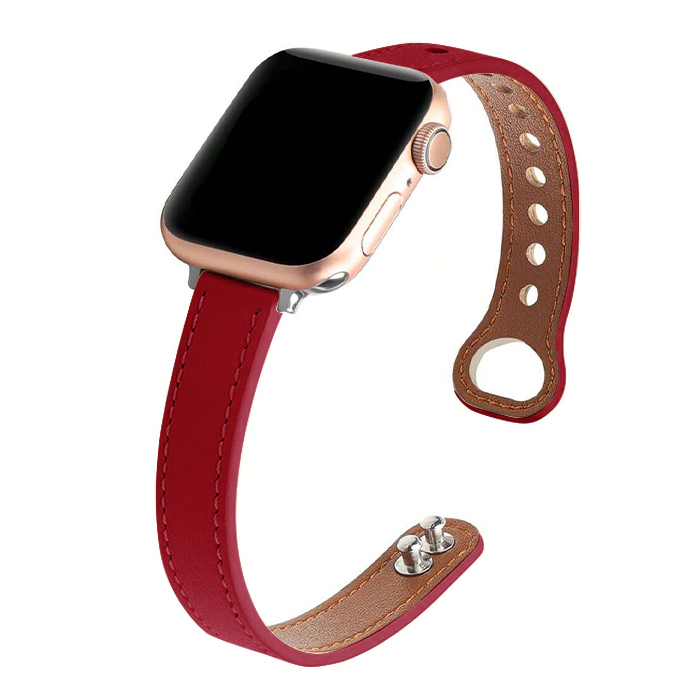 Кожена каишка Elegant Slim Leather Strap за Smart Watch, 18мм /червена/