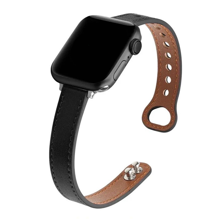 Кожена каишка Elegant Slim Leather Strap за Smart Watch, 20мм /черна/