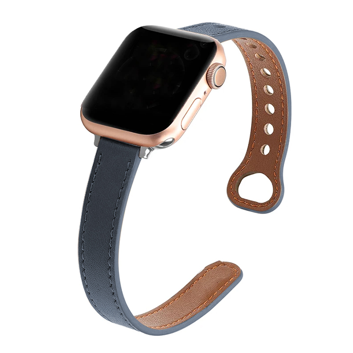 Кожена каишка Elegant Slim Leather Strap за Smart Watch, 18мм /тъмно синя/