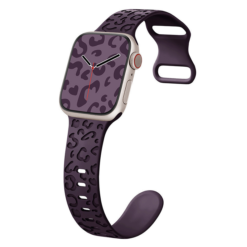 Силиконова каишка Leopard Pattern Strap за Smart Watch, 20мм /тъмно лилава/