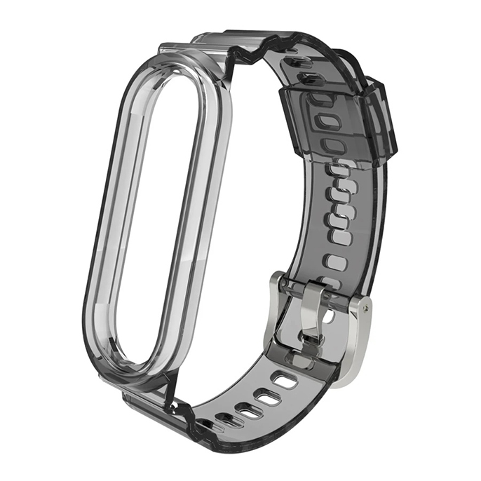 Каишка Transparent SIlicone Strap за Xiaomi Mi Band 3/4/5/6/7 /черна/