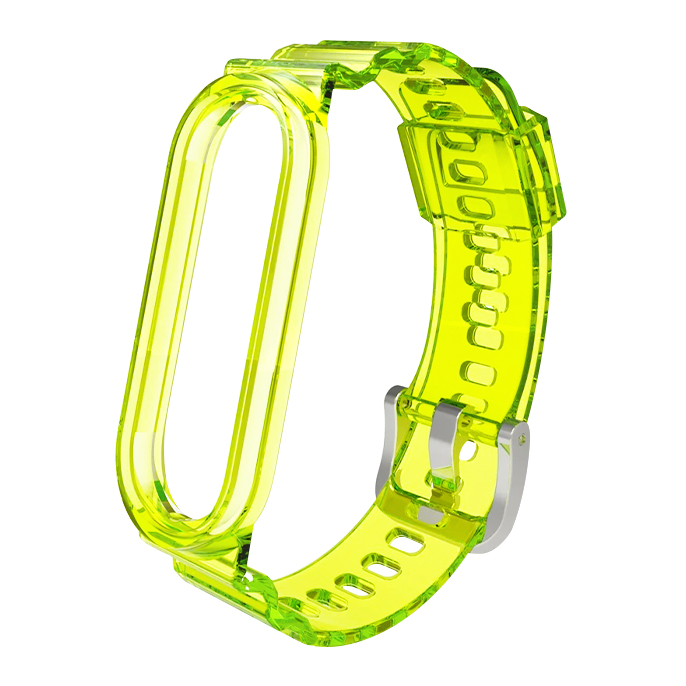 Каишка Transparent SIlicone Strap за Xiaomi Mi Band 3/4/5/6/7 /неонов лайм/