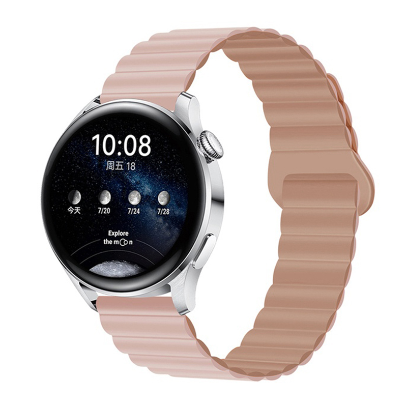 Силиконова магнитна каишка Magnet Strap за Smart Watch, 22мм /розова + бронзова пудра/