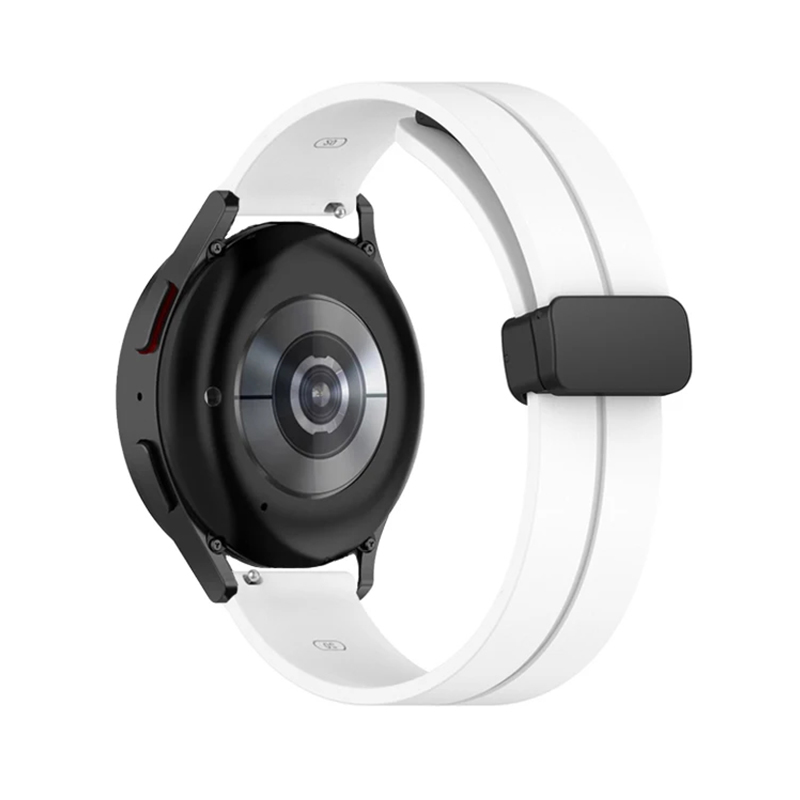 Силиконова каишка Silicone Magnet Black Buckle за Smart Watch, 18мм /бяла/