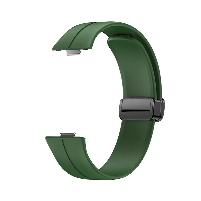 Silicone Magnet Black Buckle for Huawei Watch Fit 3 /dark green/