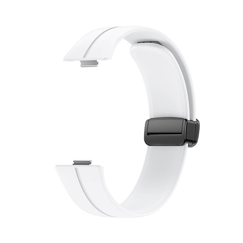 Каишка Silicone Magnet Black Buckle за Huawei Watch Fit 3 /бяла/