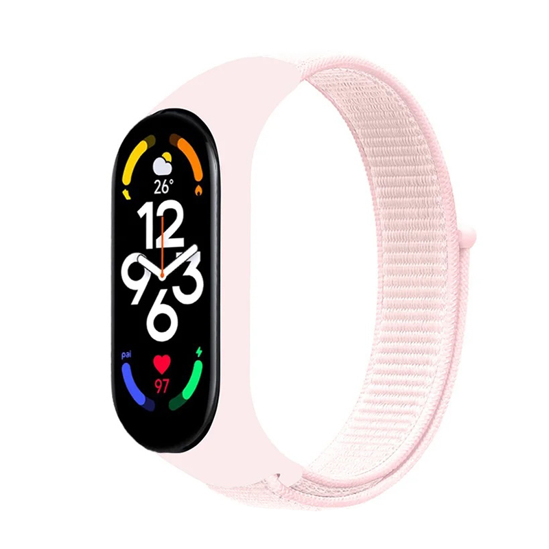Каишка за Xiaomi Mi Band 3/4/5/6/7, Nylon Loop /светлорозов/