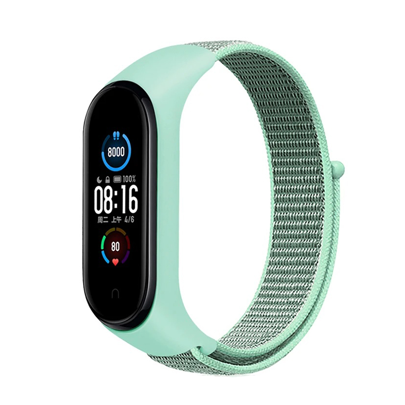 Каишка за Xiaomi Mi Band 3/4/5/6/7, Nylon Loop /мента/