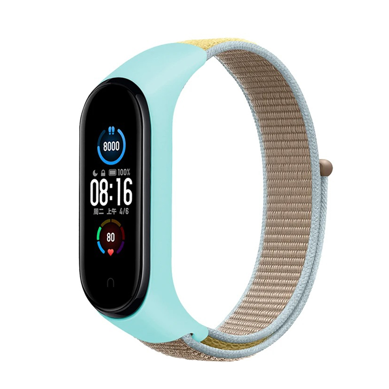 Каишка за Xiaomi Mi Band 3/4/5/6/7, Nylon Loop /мента-starlight/