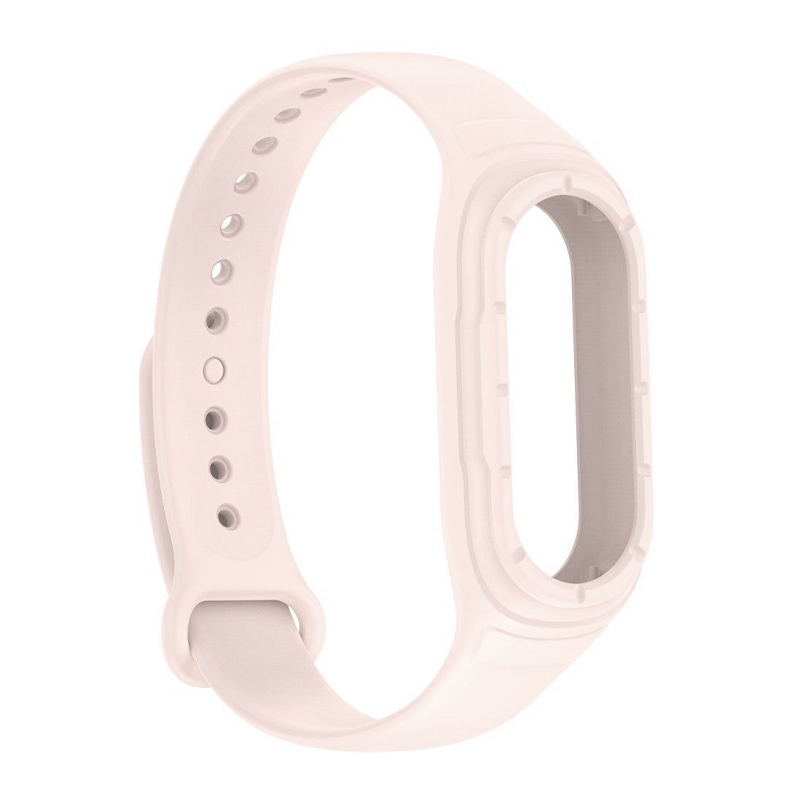 Силиконова каишка с вграден кейс за Xiaomi Mi Band 8 /светлорозова/