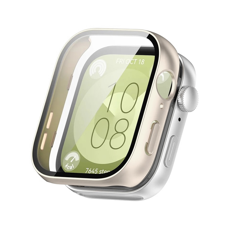 PC case + Tempered glass for Huawei Watch Fit 3 /frosted gold/