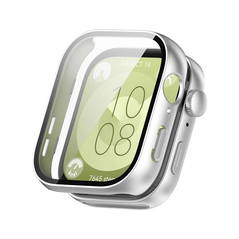 PC case + Tempered glass for Huawei Watch Fit 3 /frosted silver/