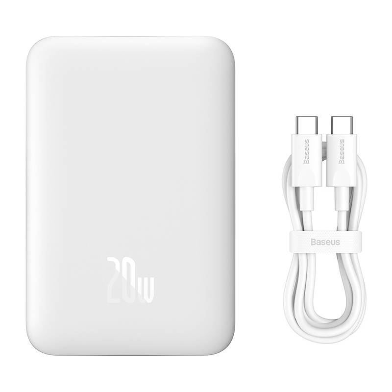 BASEUS Power Bank 10000 mAh, 20W Magnetic Mini Wireless, PPCX070002 /бял/