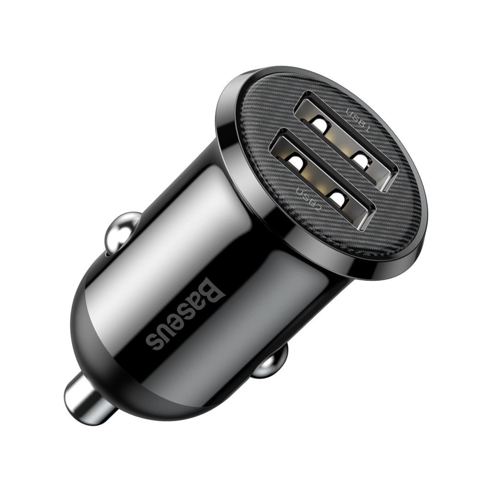 BASEUS 12V 24W, 2xUSB-A, черен - CCALLP-01