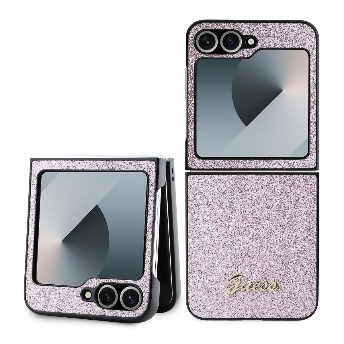 GUESS Калъф Samsung Z Flip 6, PC/TPU Glitter Flakes Metal Logo, розов - GUHCZF6HGGSHP