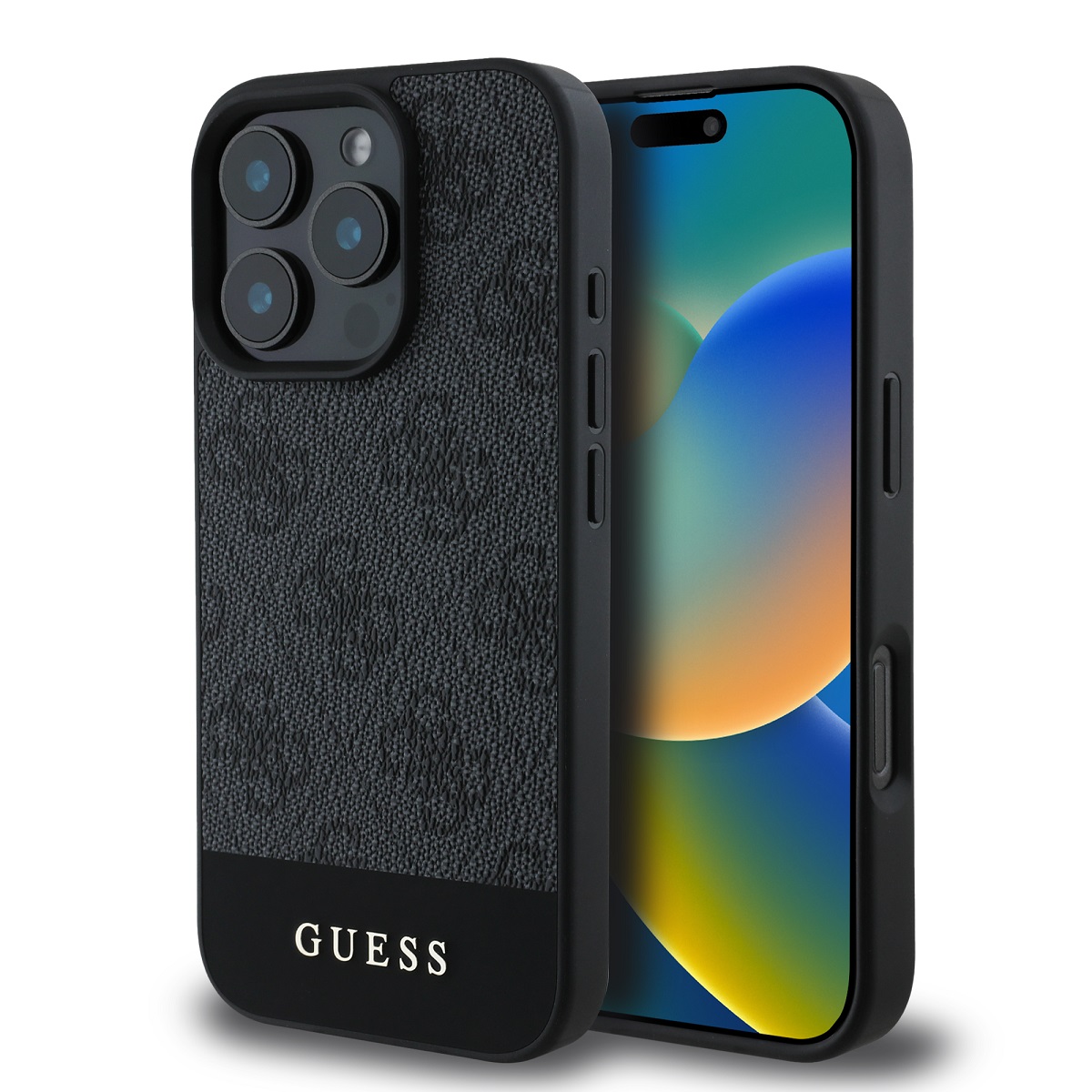 GUESS Case Apple iPhone 16 Pro Max, PU 4G Stripe, grey - GUHCP16XG4GLGR