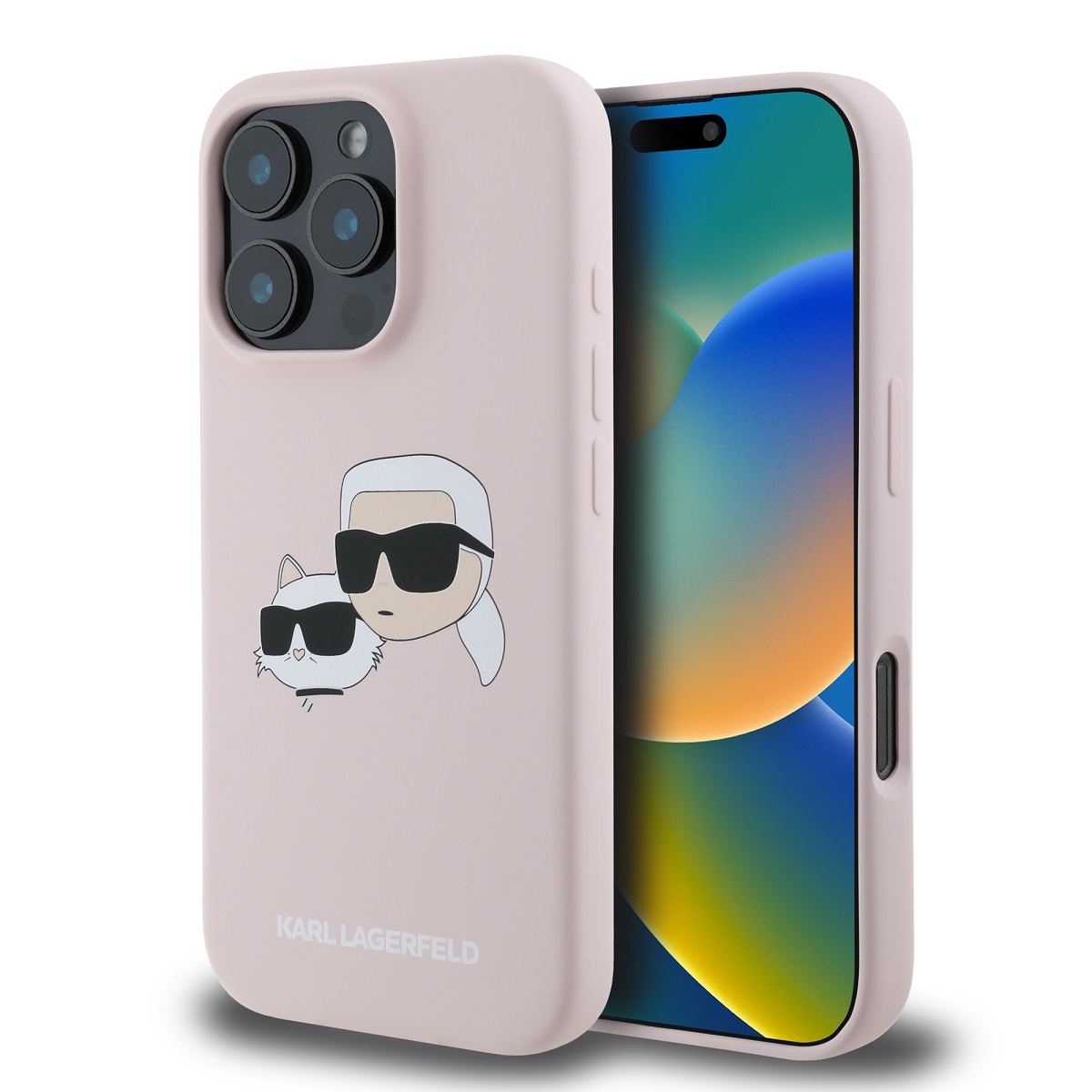 Калъф Karl Lagerfeld KLHMP16LSKCHPPLP Apple iPhone 16 Pro Liquid Silicone Double Heads MagSafe Pink