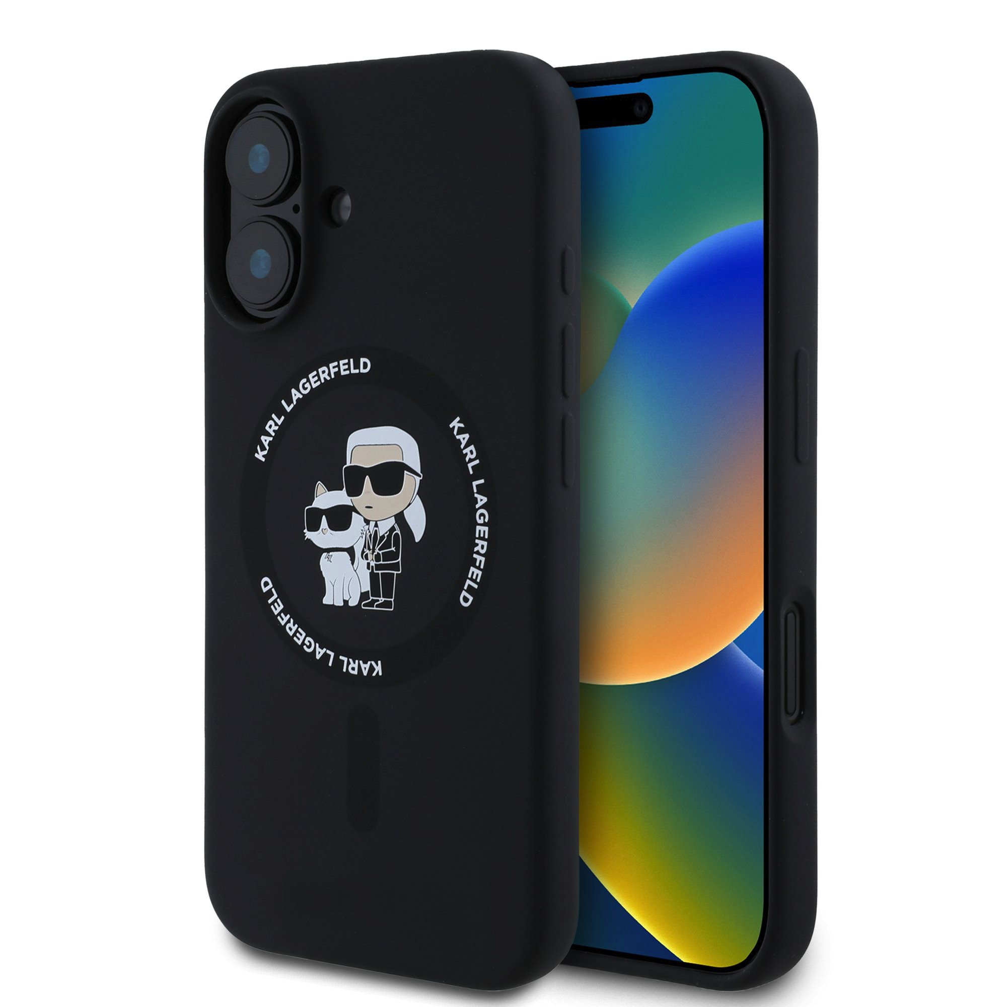 Калъф Karl Lagerfeld KLHMP16SSCMKCRHK Apple iPhone 16 Liquid Silicone Karl and Choupette MagSafe Black