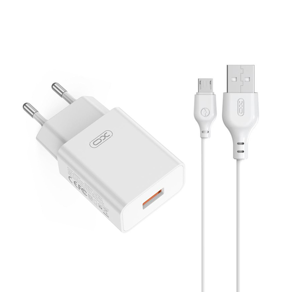 XO 220V 18W, USB-A, кабел A-M, бял - L127