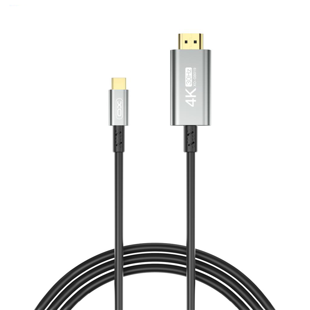 XO Кабел Type-C - HDMI, 1.8м, GB019 /черен/