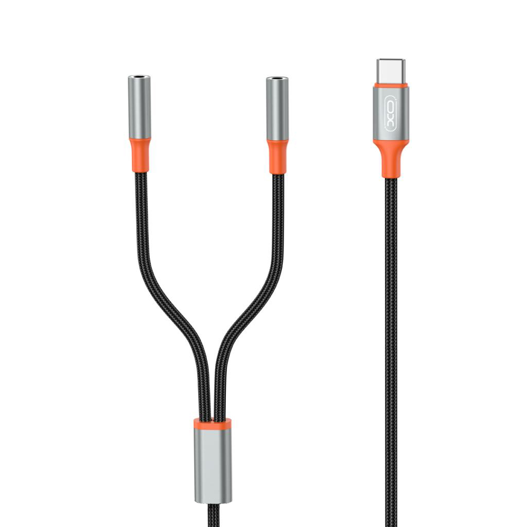 XO Audio adapter Type-C - 2xAUX/f/ 3.5 mm, 1.2 m, NB-R269B /black/ 