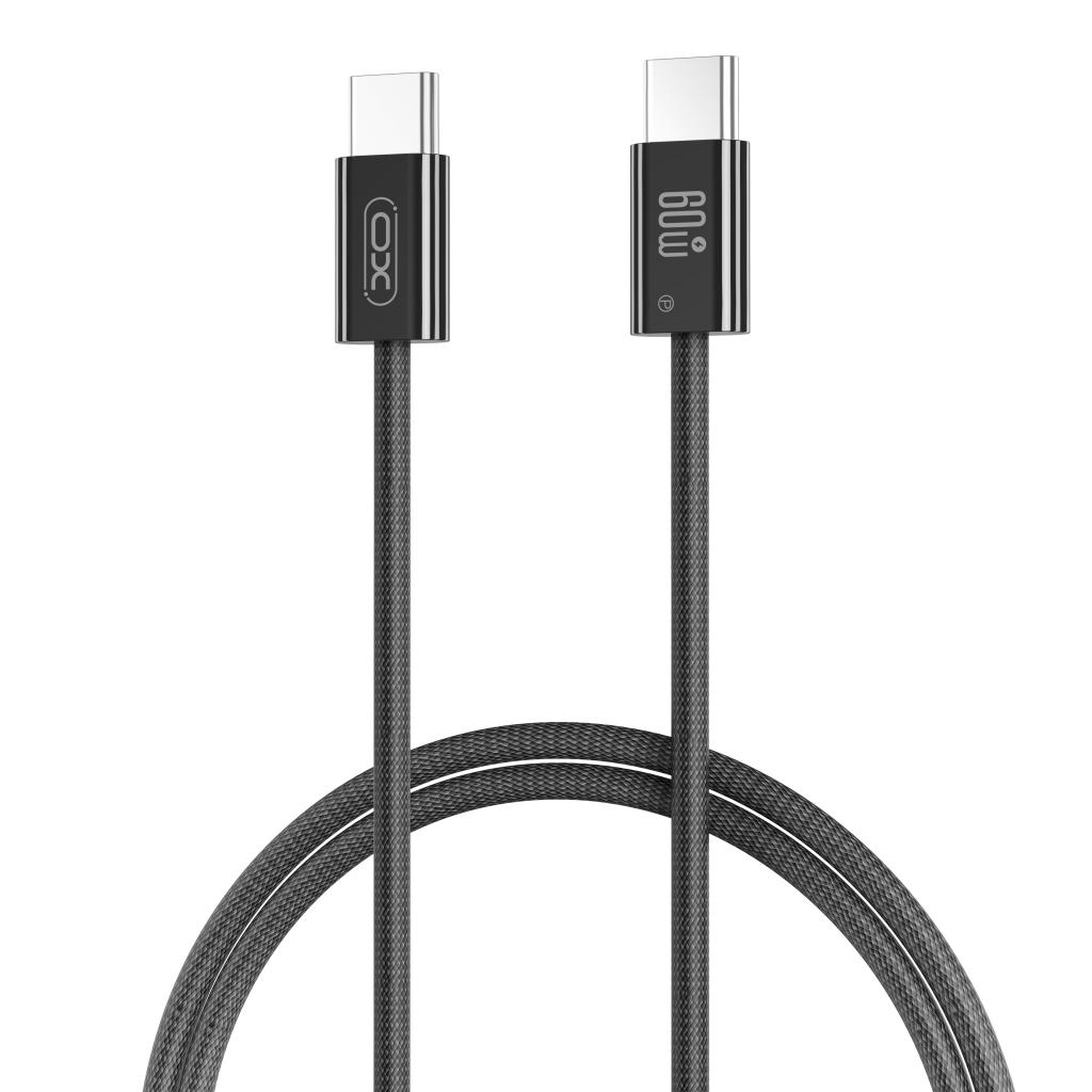 XO Кабел Type-C - Type-C, 1м, 60W, Braided, NB-Q273 /черен/