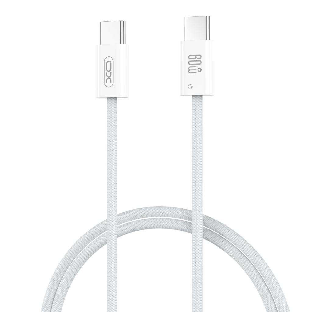 XO Кабел Type-C - Type-C, 1м, 60W, Braided, NB-Q273 /бял/