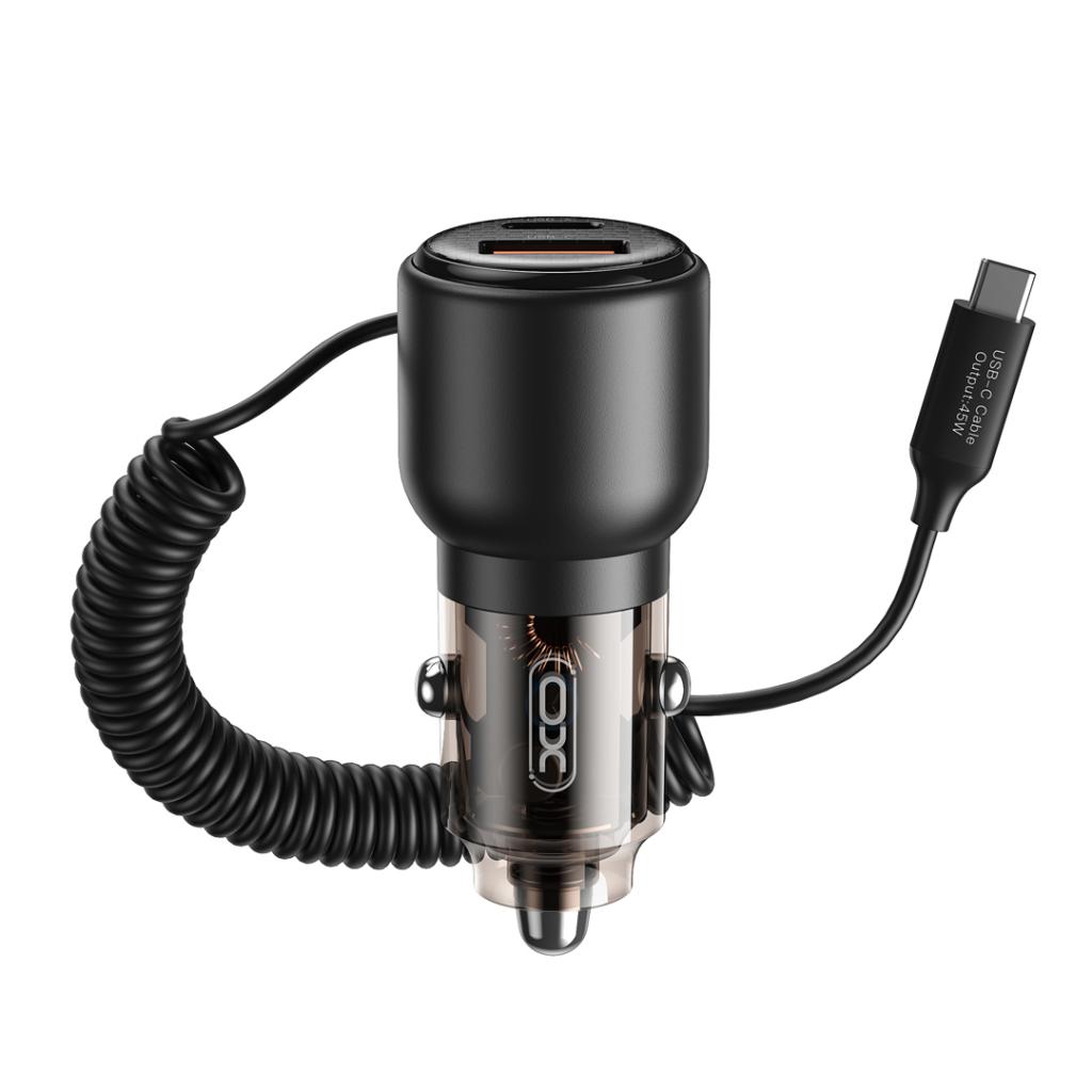 XO 12V 110W, USB-A + USB-C, кабел Type-C, графитен - CC59