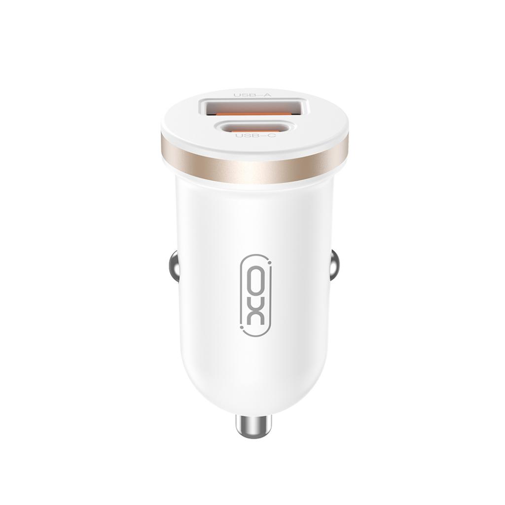 XO 12V 30W, USB-A + USB-C, бял - CC56