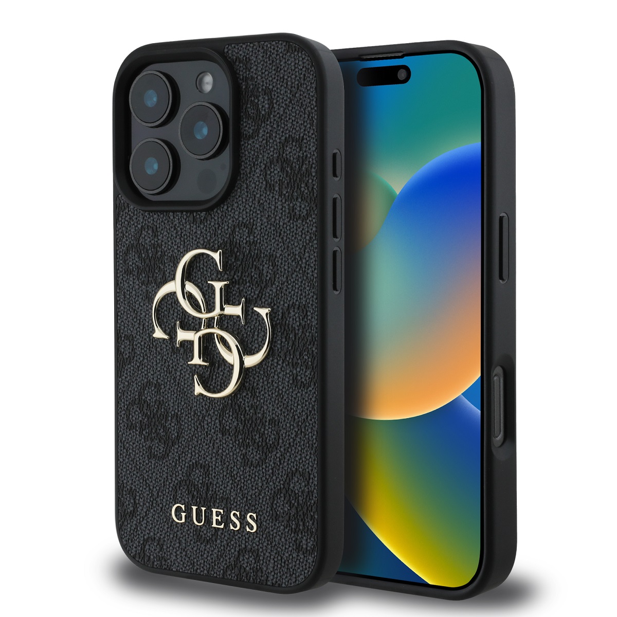 GUESS Калъф Apple iPhone 16 Pro, PU 4G Metal Logo, сив - GUHCP16L4GMGGR