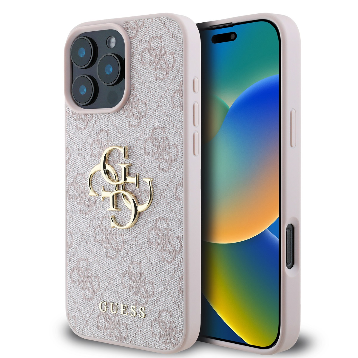 GUESS Калъф Apple iPhone 16 Pro, PU 4G Metal Logo, розов - GUHCP16L4GMGPI