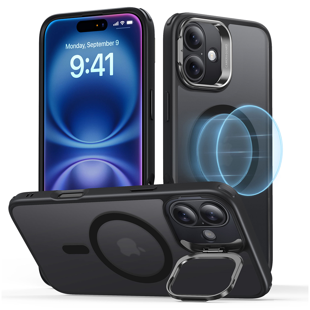 ESR Калъф Classic Hybrid със стойка, iPhone 16, MagSafe /матово черен/