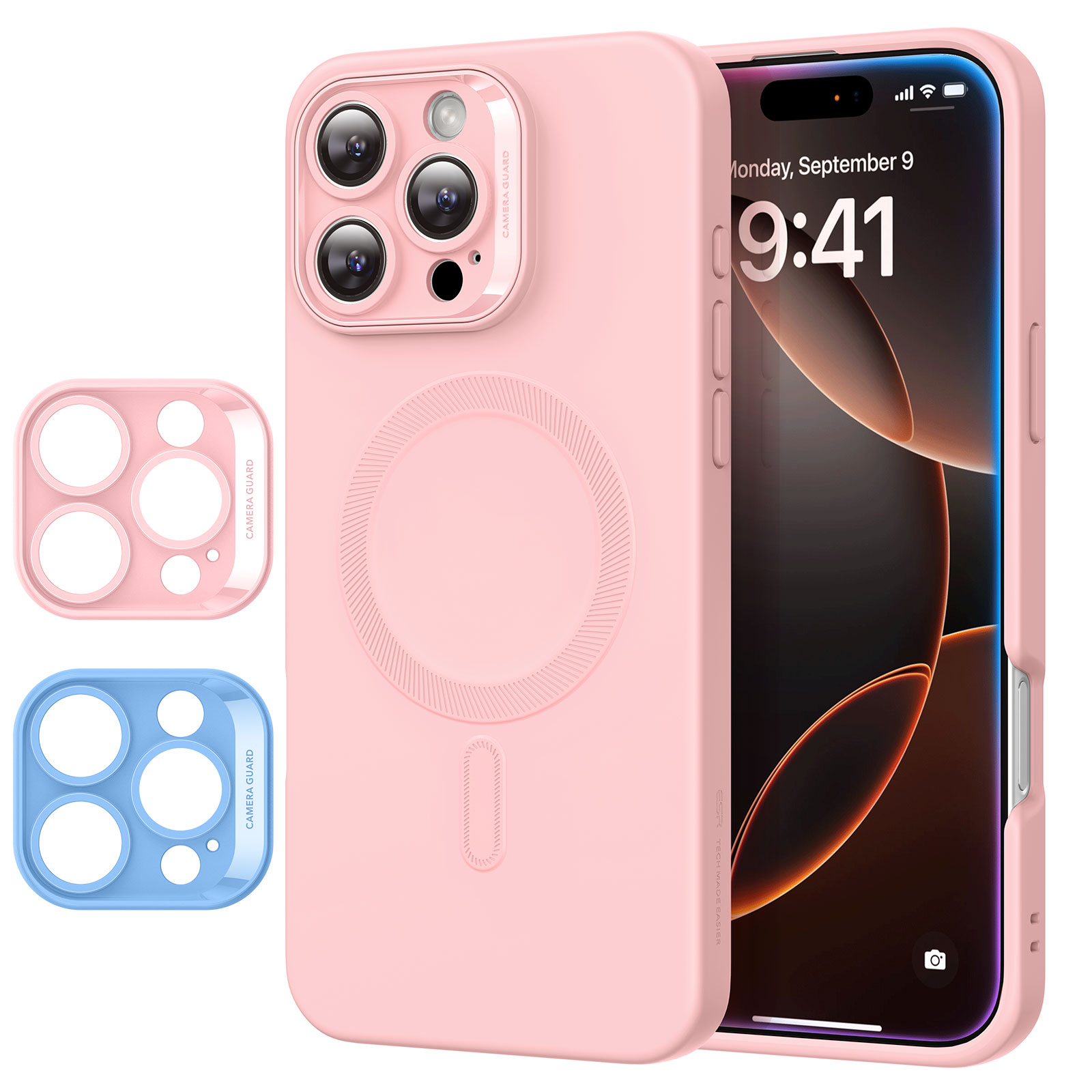 ESR Калъф + Camera grids SET Cloud Soft iPhone 16 Pro, MagSafe /розов/ Amazon Pack