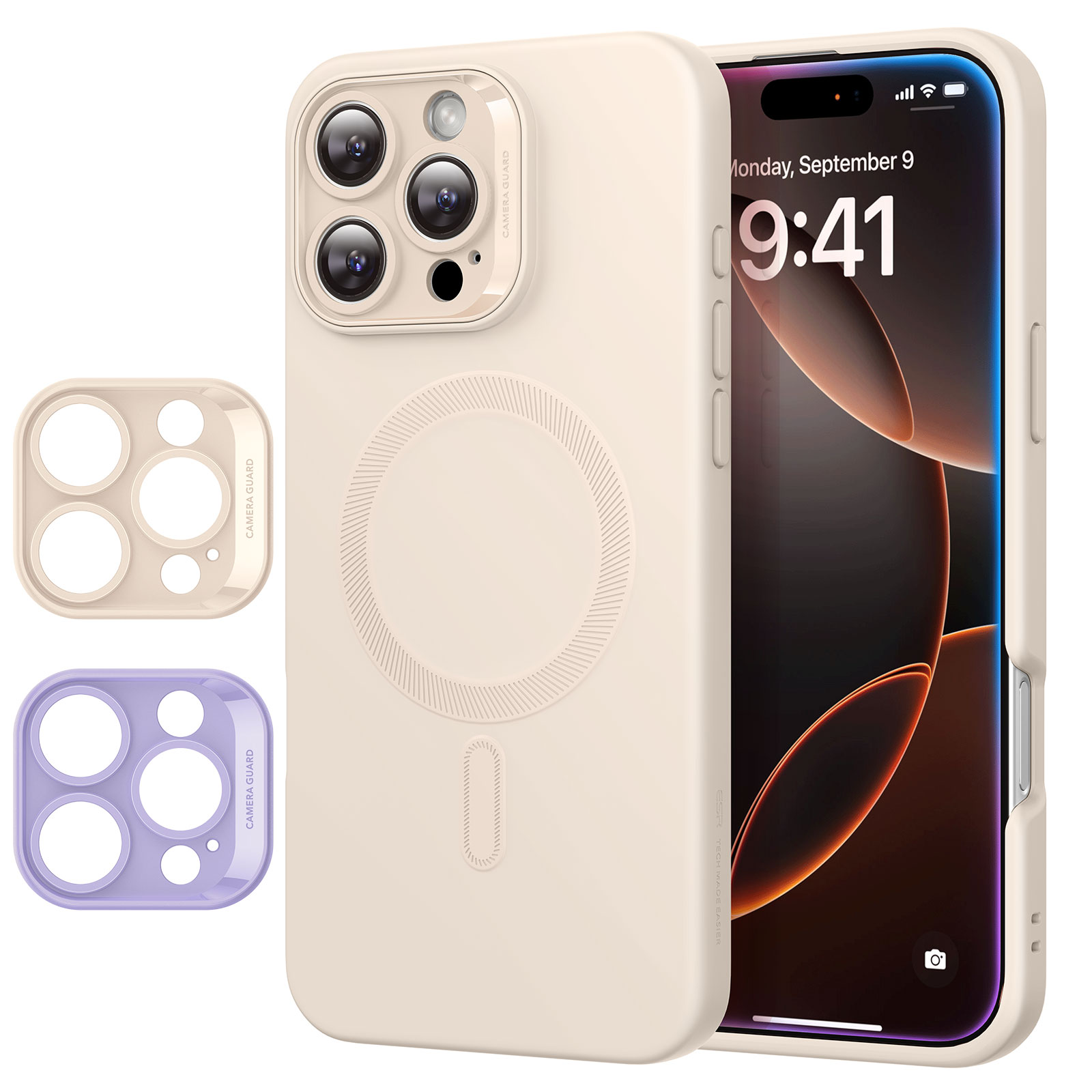 ESR Калъф + Camera grids SET Cloud Soft iPhone 16 Pro, MagSafe /телесен/ Amazon Pack
