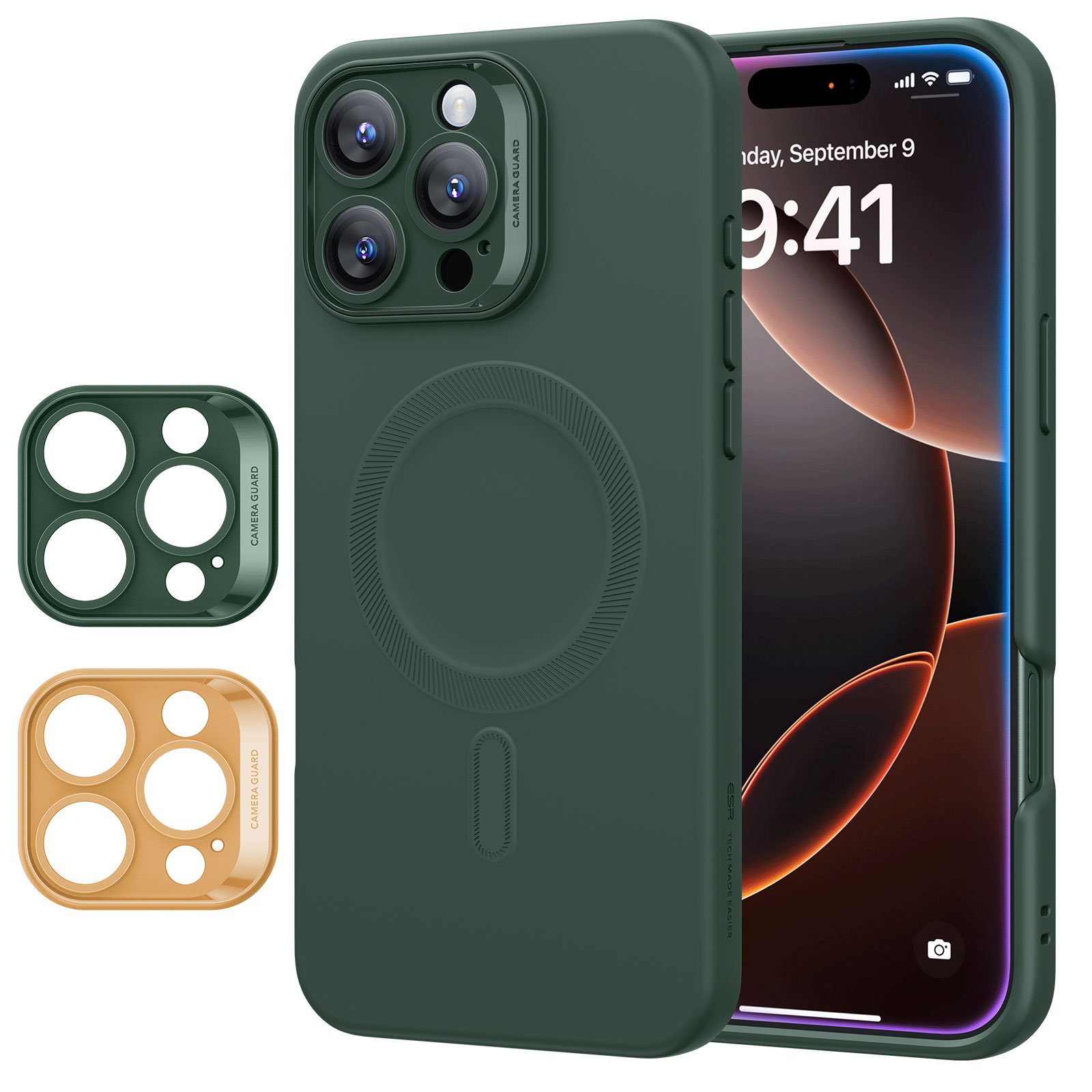 ESR Калъф + Camera grids SET Cloud Soft iPhone 16 Pro, MagSafe /зелен/ Amazon Pack