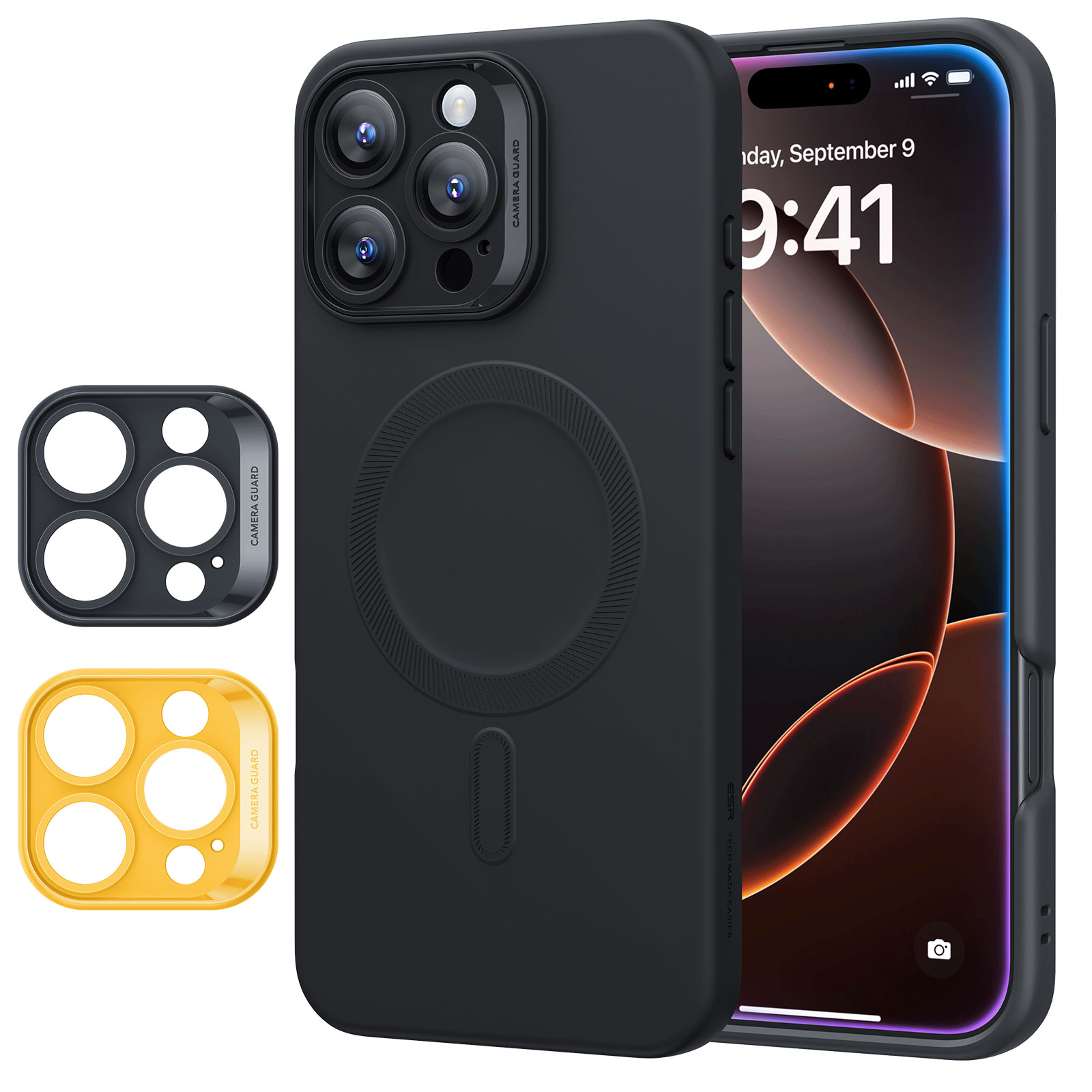 ESR Калъф + Camera grids SET Cloud Soft iPhone 16 Pro Max, MagSafe /черен/ Amazon Pack