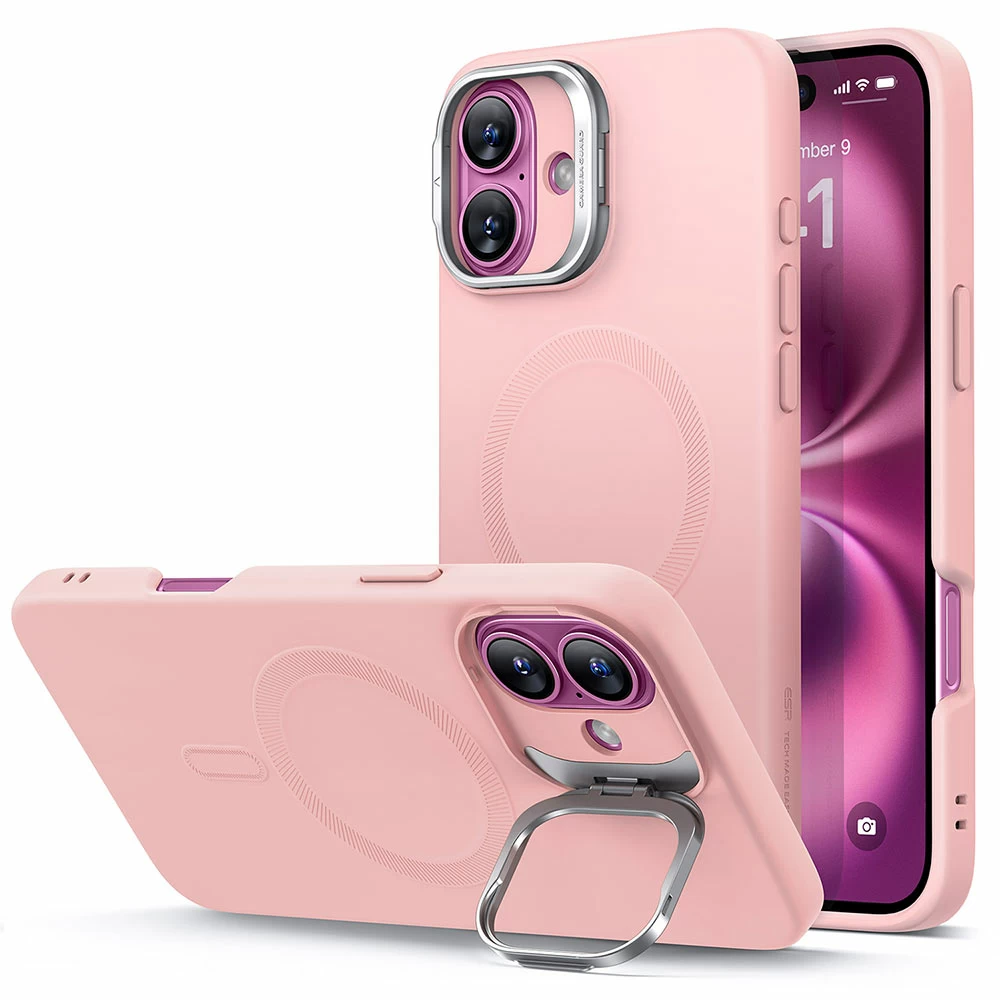 ESR Калъф Cloud Soft със стойка iPhone 16, MagSafe /розов/ Amazon Pack