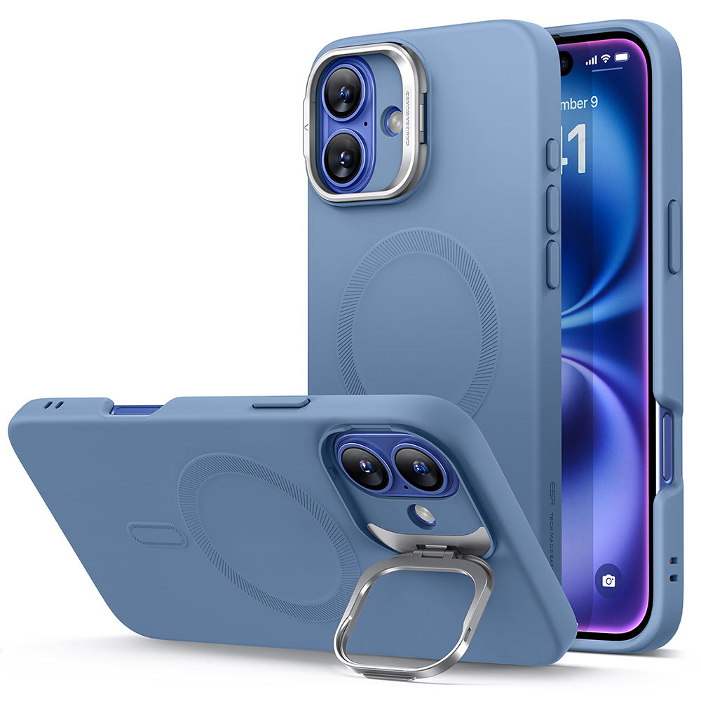 ESR Калъф Cloud Soft със стойка iPhone 16, MagSafe /син/ Amazon Pack