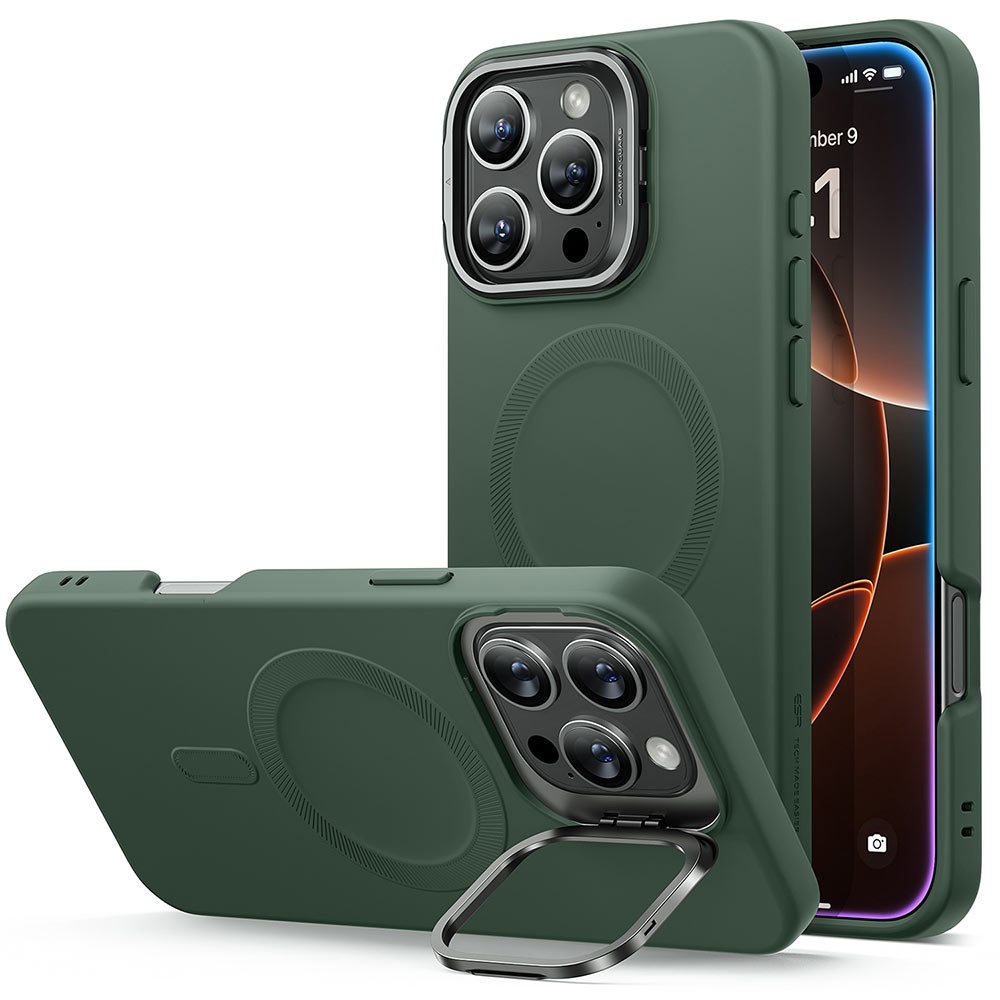 ESR Калъф Cloud Soft със стойка iPhone 16 Pro, MagSafe /зелен/ Amazon Pack