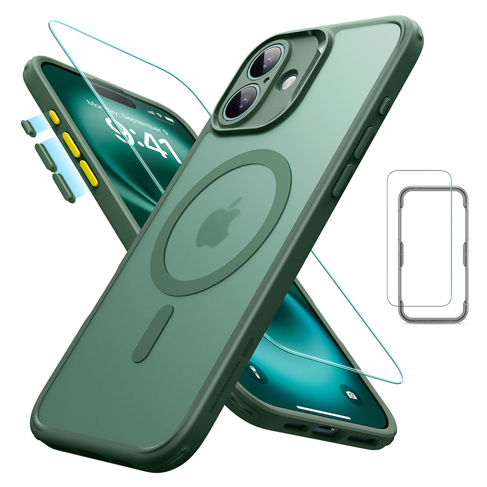 ESR Калъф Classic Pro + стъкло SET iPhone 16, MagSafe /матово зелен/ Amazon Pack