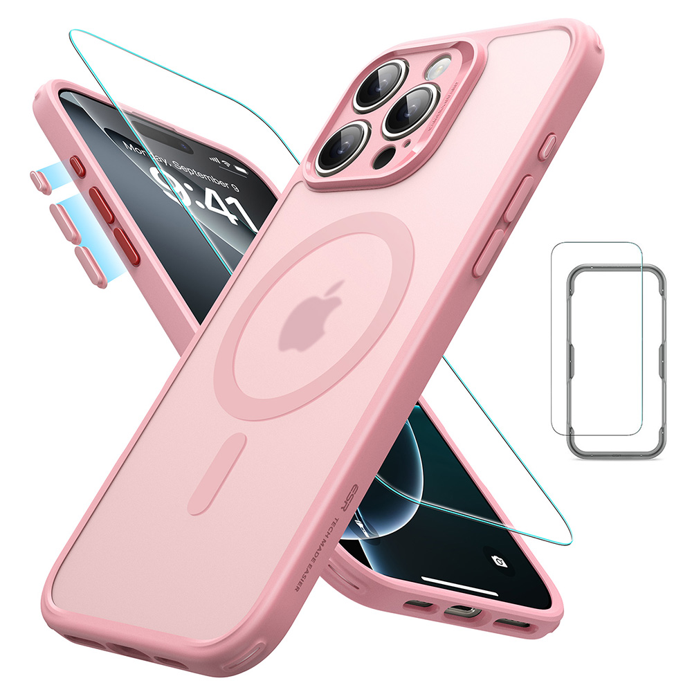ESR Калъф Classic Pro + стъкло SET iPhone 16 Pro, MagSafe /матово розов/ Amazon Pack