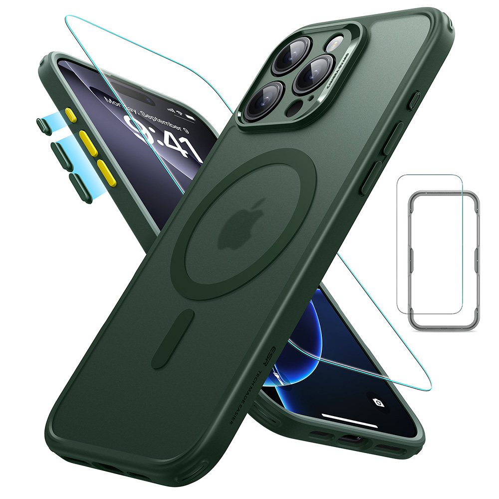 ESR Калъф Classic Pro + стъкло SET iPhone 16 Pro, MagSafe /матово зелен/ Amazon Pack