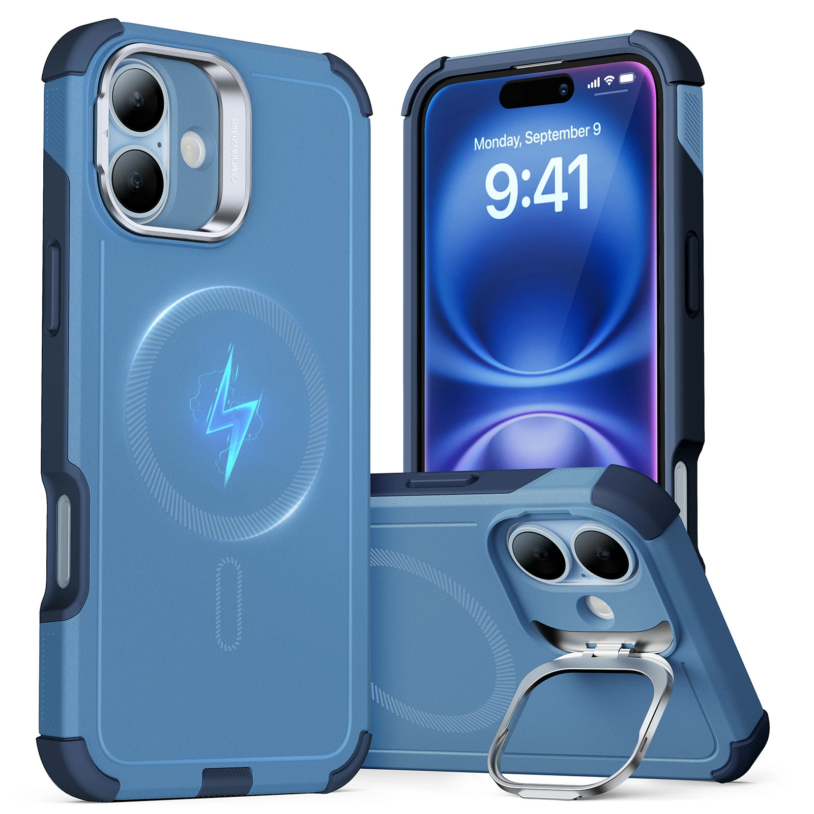 ESR Калъф Cyber Tough Armor със стойка, iPhone 16, MagSafe /син/