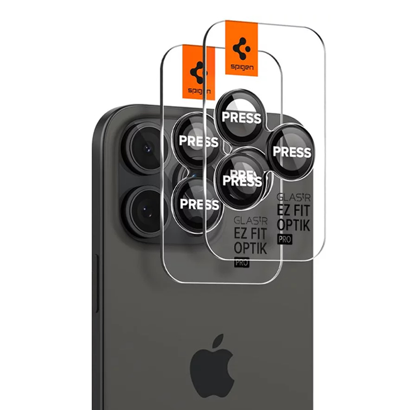 SPIGEN Camera Lens Optik Pro Glass tR.Ez Fit Apple iPhone 16 Pro/16 Pro Max, SET 2бр. /черни/