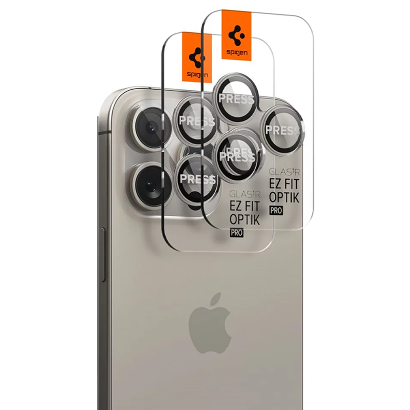 SPIGEN Camera Lens Optik Pro Glass tR.Ez Fit Apple iPhone 16 Pro/16 Pro Max SET 2бр. /титаниеви/