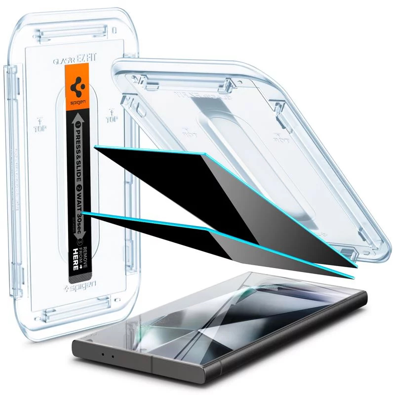 SPIGEN PRIVACY Tempered Glass tR.Ez Fit Samsung S24 Ultra, Easy Fit, SET 2бр. 